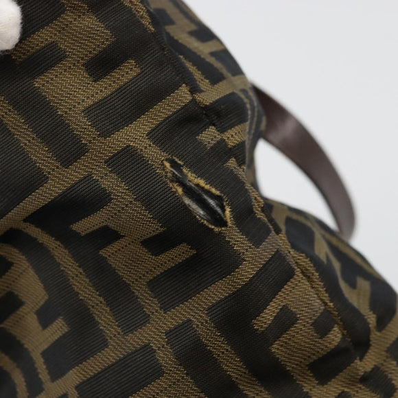 FENDI Zucca Canvas Hand Bag Black Brown Silver Auth bs24219