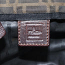 FENDI Zucca Canvas Hand Bag Black Brown Silver Auth bs24219-17
