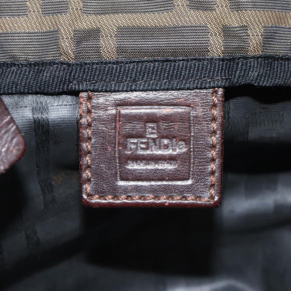 FENDI Zucca Canvas Hand Bag Black Brown Silver Auth bs24219