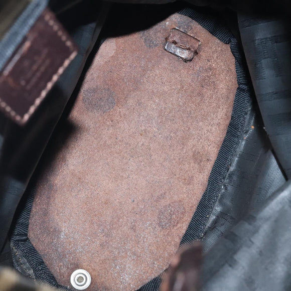 FENDI Zucca Canvas Hand Bag Black Brown Silver Auth bs24219