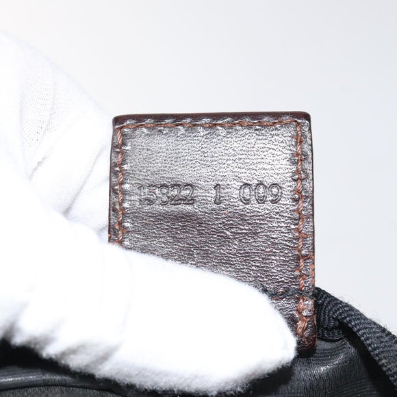 FENDI Zucca Canvas Hand Bag Black Brown Silver Auth bs24219