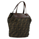 FENDI Zucca Canvas Hand Bag Black Brown Silver Auth bs24219-1