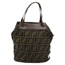 FENDI Zucca Canvas Hand Bag Black Brown Silver Auth bs24219-13