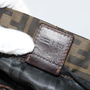 FENDI Zucca Canvas Hand Bag Black Brown Silver Auth bs24219-20