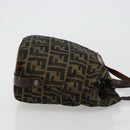 FENDI Zucca Canvas Hand Bag Black Brown Silver Auth bs24219-3