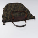 FENDI Zucca Canvas Hand Bag Black Brown Silver Auth bs24219-6