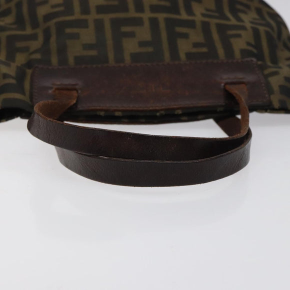 FENDI Zucca Canvas Hand Bag Black Brown Silver Auth bs24219