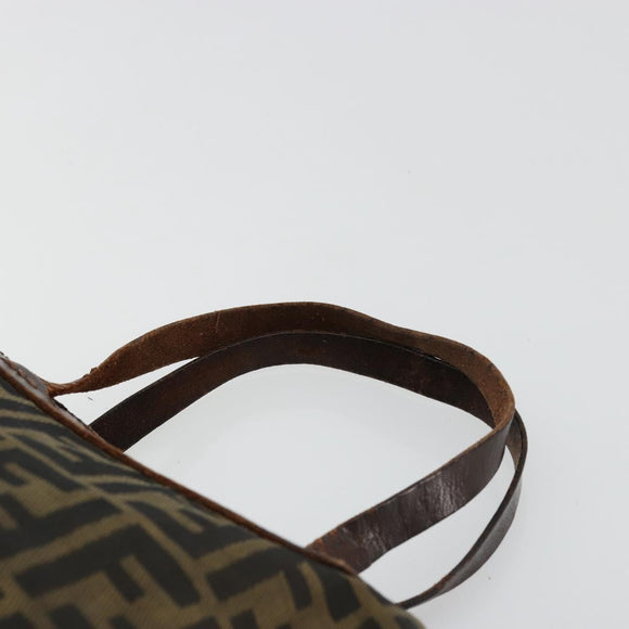 FENDI Zucca Canvas Hand Bag Black Brown Silver Auth bs24219