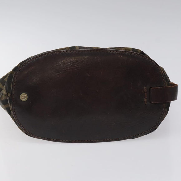 FENDI Zucca Canvas Hand Bag Black Brown Silver Auth bs24219