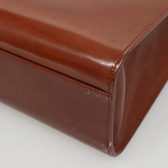 CARTIER Shoulder Bag Patent leather Brown Auth bs24220