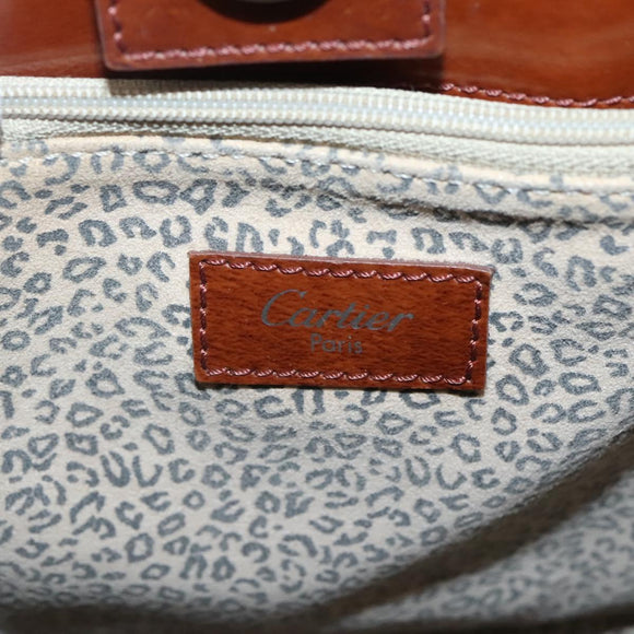 CARTIER Shoulder Bag Patent leather Brown Auth bs24220