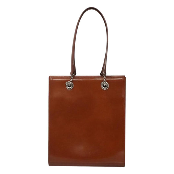 CARTIER Shoulder Bag Patent leather Brown Auth bs24220