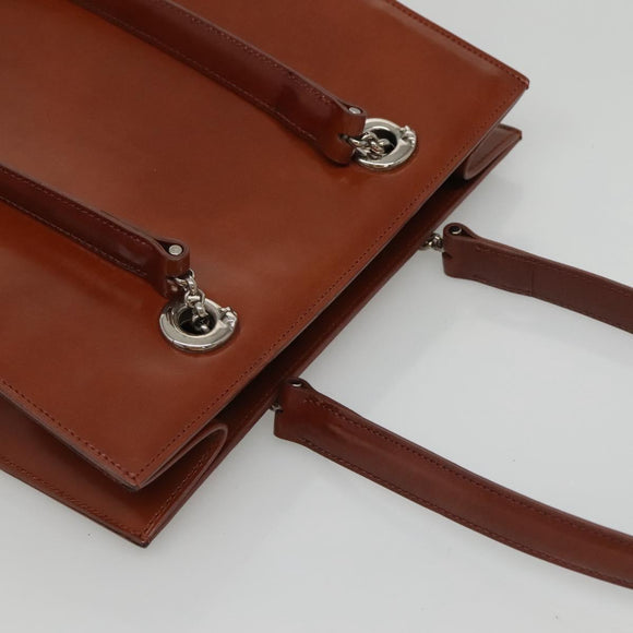 CARTIER Shoulder Bag Patent leather Brown Auth bs24220