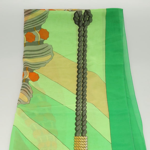 HERMES Large Format Scarf Silk Green Auth bs24222