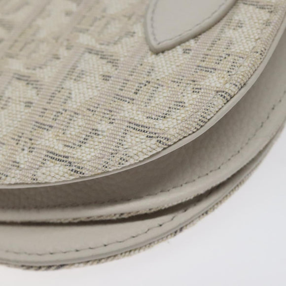 Christian Dior Trotter Canvas Saddle Clutch Bag White Silver Auth bs24225