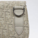 Christian Dior Trotter Canvas Saddle Clutch Bag White Silver Auth bs24225-9