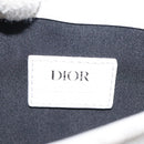 Christian Dior Trotter Canvas Saddle Clutch Bag White Silver Auth bs24225-17