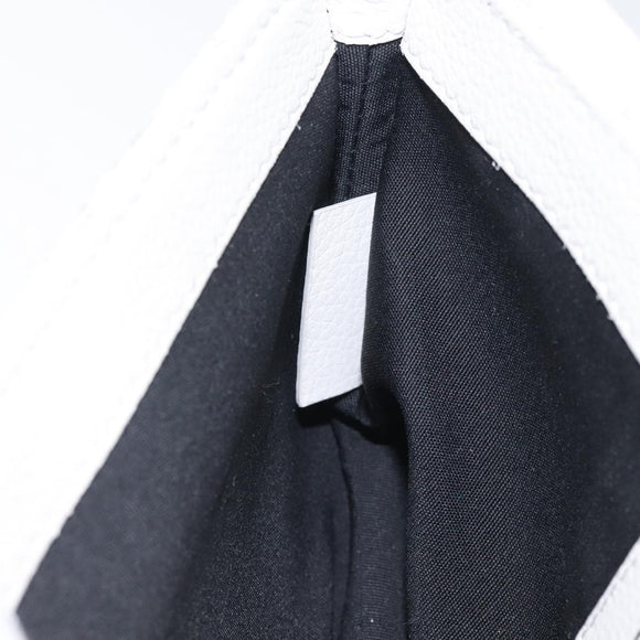 Christian Dior Trotter Canvas Saddle Clutch Bag White Silver Auth bs24225