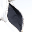 Christian Dior Trotter Canvas Saddle Clutch Bag White Silver Auth bs24225-20