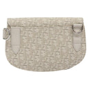 Christian Dior Trotter Canvas Saddle Clutch Bag White Silver Auth bs24225-2
