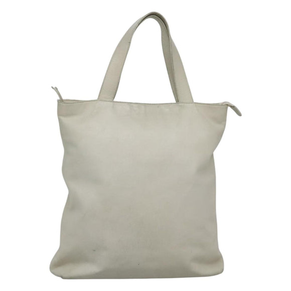 CHANEL COCO Mark Tote Bag Leather White CC Auth bs24229