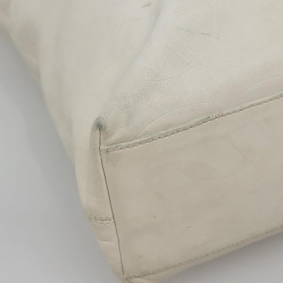 CHANEL COCO Mark Tote Bag Leather White CC Auth bs24229