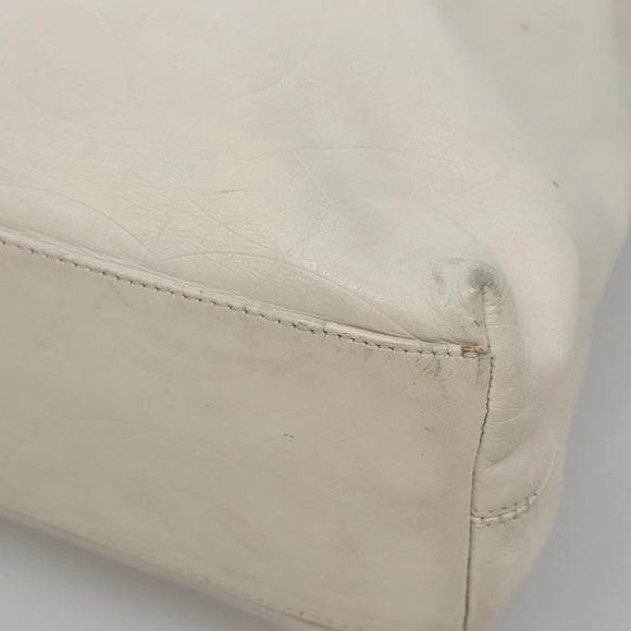 CHANEL COCO Mark Tote Bag Leather White CC Auth bs24229