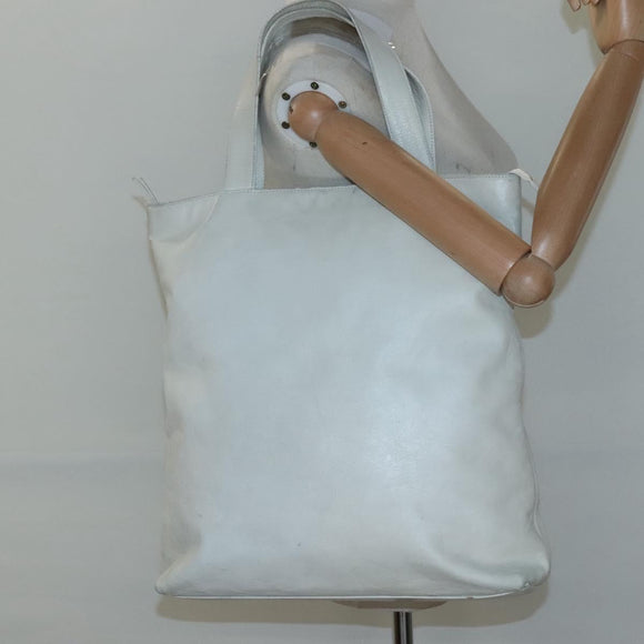 CHANEL COCO Mark Tote Bag Leather White CC Auth bs24229