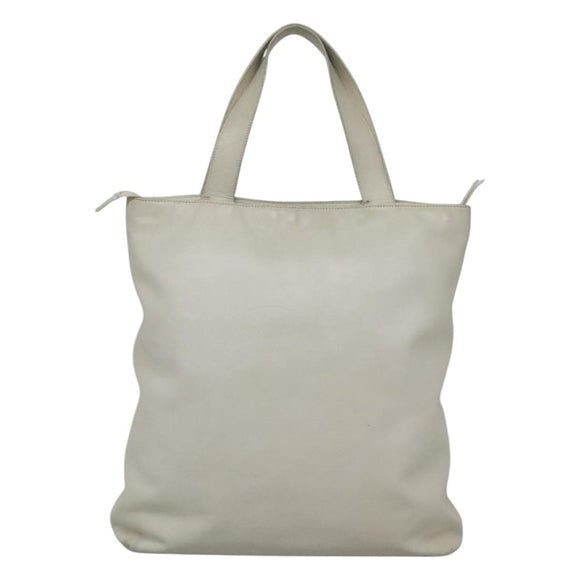 CHANEL COCO Mark Tote Bag Leather White CC Auth bs24229