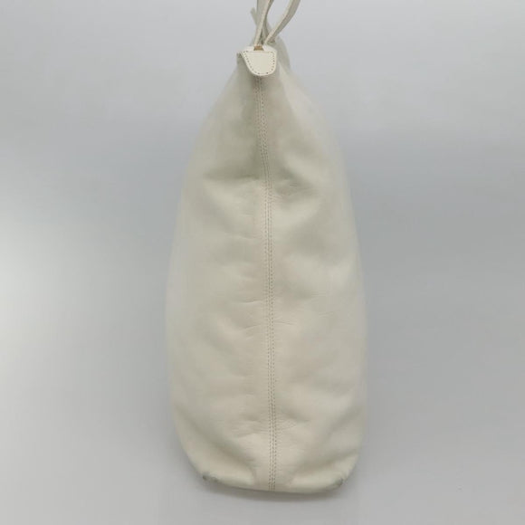 CHANEL COCO Mark Tote Bag Leather White CC Auth bs24229