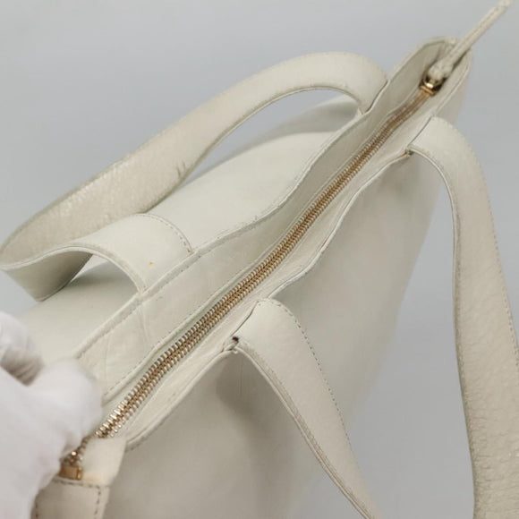 CHANEL COCO Mark Tote Bag Leather White CC Auth bs24229