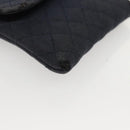 CHANEL Mini Matelasse Chain Pouch cotton Navy Gold CC Auth bs24235-9