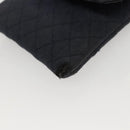 CHANEL Mini Matelasse Chain Pouch cotton Navy Gold CC Auth bs24235-14