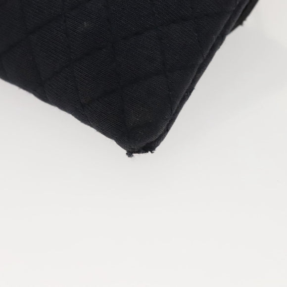 CHANEL Mini Matelasse Chain Pouch cotton Navy Gold CC Auth bs24235