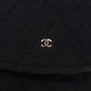 CHANEL Mini Matelasse Chain Pouch cotton Navy Gold CC Auth bs24235-10