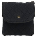 CHANEL Mini Matelasse Chain Pouch cotton Navy Gold CC Auth bs24235-13