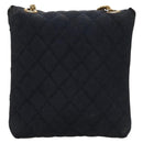 CHANEL Mini Matelasse Chain Pouch cotton Navy Gold CC Auth bs24235-2