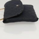 CHANEL Mini Matelasse Chain Pouch cotton Navy Gold CC Auth bs24235-4