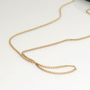 CHANEL Mini Matelasse Chain Pouch cotton Navy Gold CC Auth bs24235-7