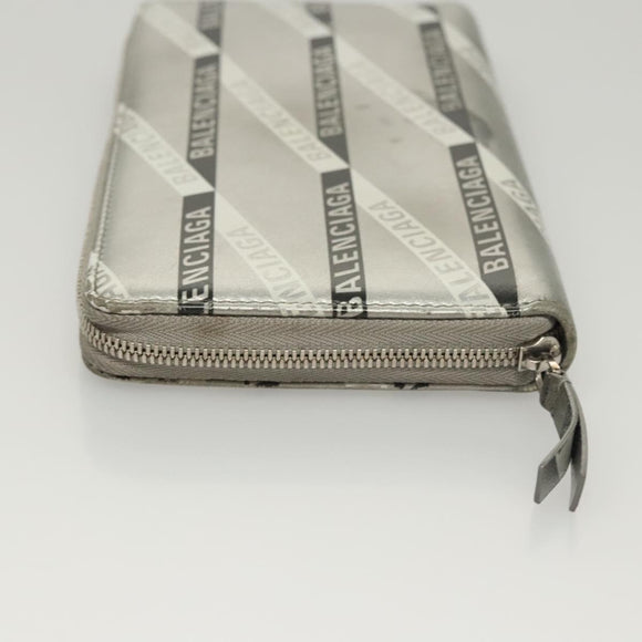 BALENCIAGA Wallet Leather Silver 551935 Auth bs24240