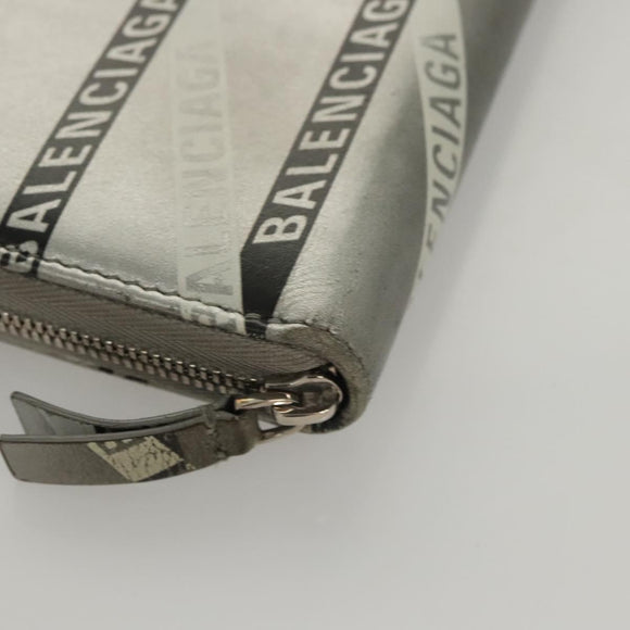 BALENCIAGA Wallet Leather Silver 551935 Auth bs24240