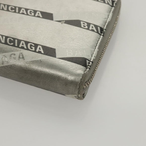 BALENCIAGA Wallet Leather Silver 551935 Auth bs24240