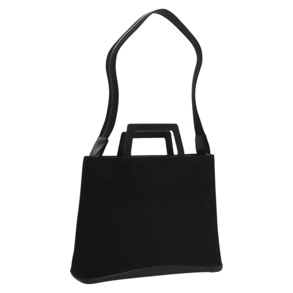 Salvatore Ferragamo Shoulder Bag Suede Black Silver Auth bs24241