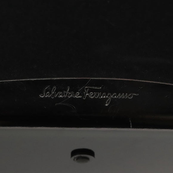 Salvatore Ferragamo Shoulder Bag Suede Black Silver Auth bs24241