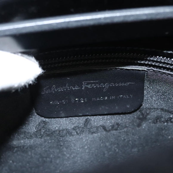 Salvatore Ferragamo Shoulder Bag Suede Black Silver Auth bs24241