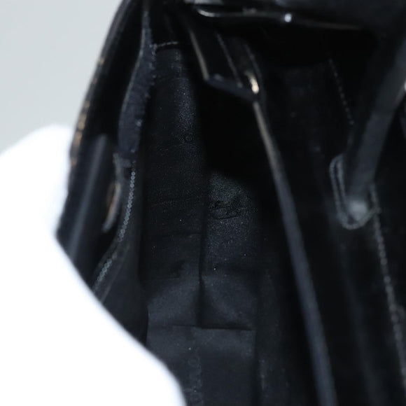 Salvatore Ferragamo Shoulder Bag Suede Black Silver Auth bs24241