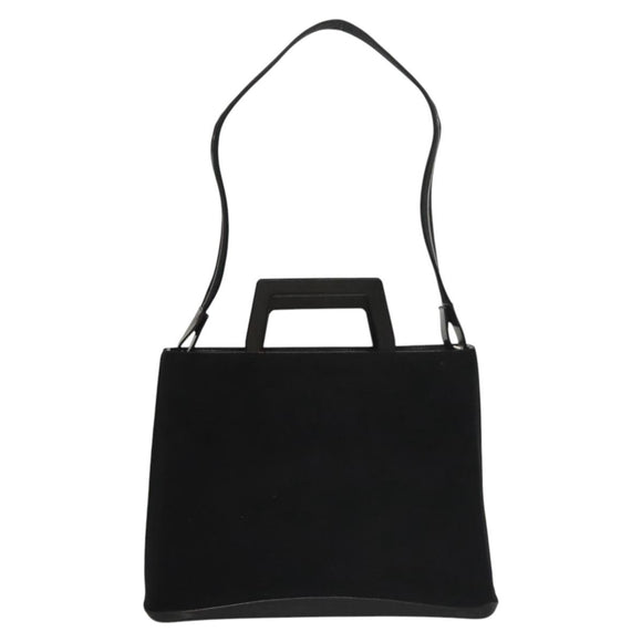 Salvatore Ferragamo Shoulder Bag Suede Black Silver Auth bs24241