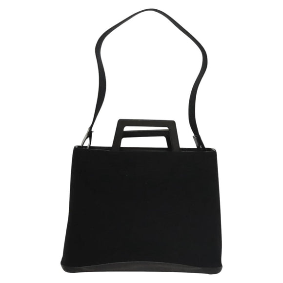 Salvatore Ferragamo Shoulder Bag Suede Black Silver Auth bs24241