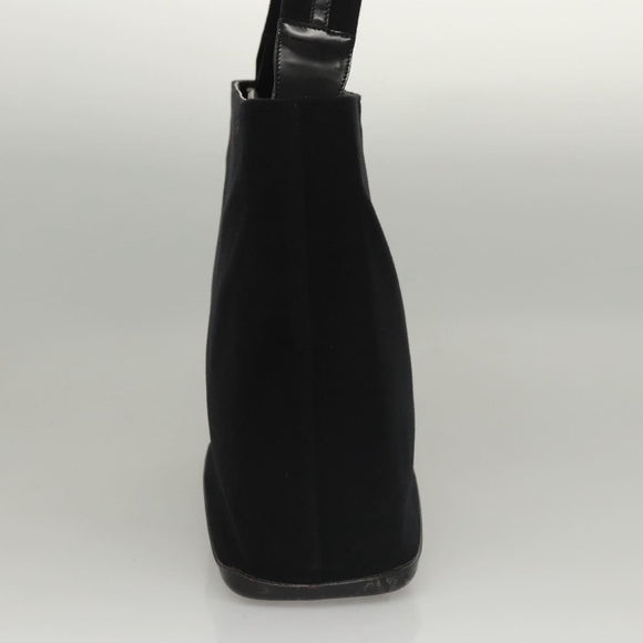 Salvatore Ferragamo Shoulder Bag Suede Black Silver Auth bs24241