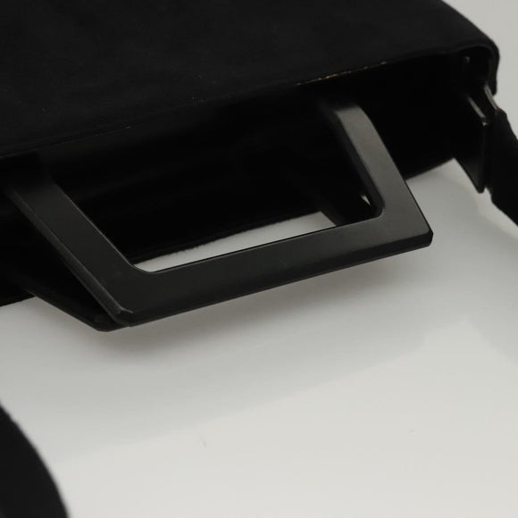 Salvatore Ferragamo Shoulder Bag Suede Black Silver Auth bs24241